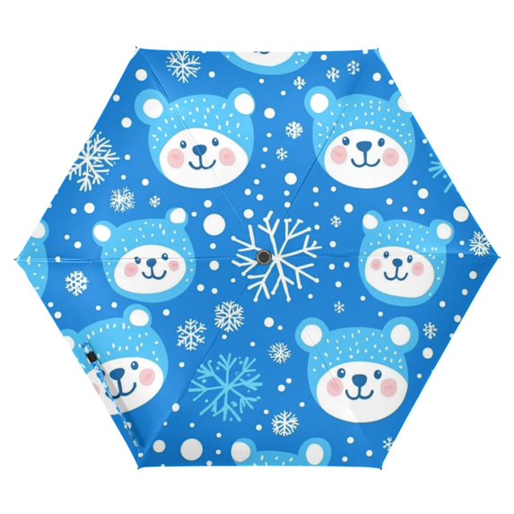 FORMRS Travel Umbrella Folding Auto Open Close Windproof Rain UV Protection, Blue Bears