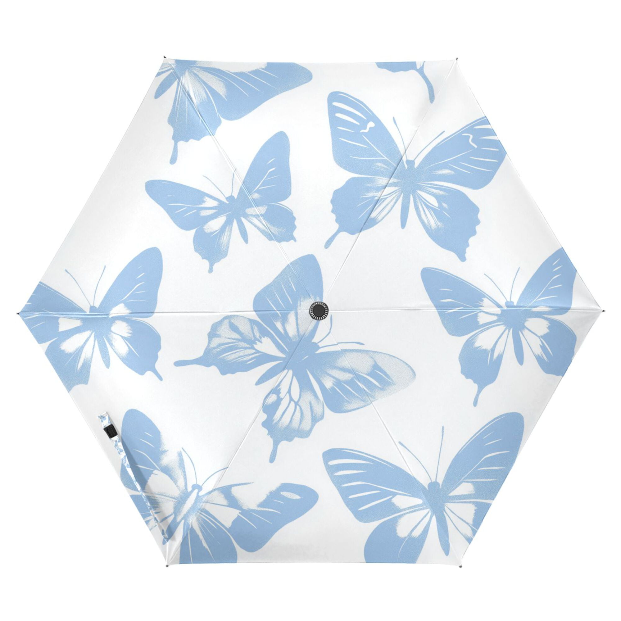 FORMRS Travel Umbrella Folding Auto Open Close Windproof Rain UV Protection, Blue Butterfly