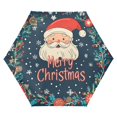 thumbnail image 1 of FORMRS Travel Umbrella Folding Auto Open Close Windproof Rain UV Protection, Blue Christmas Santa, 1 of 8