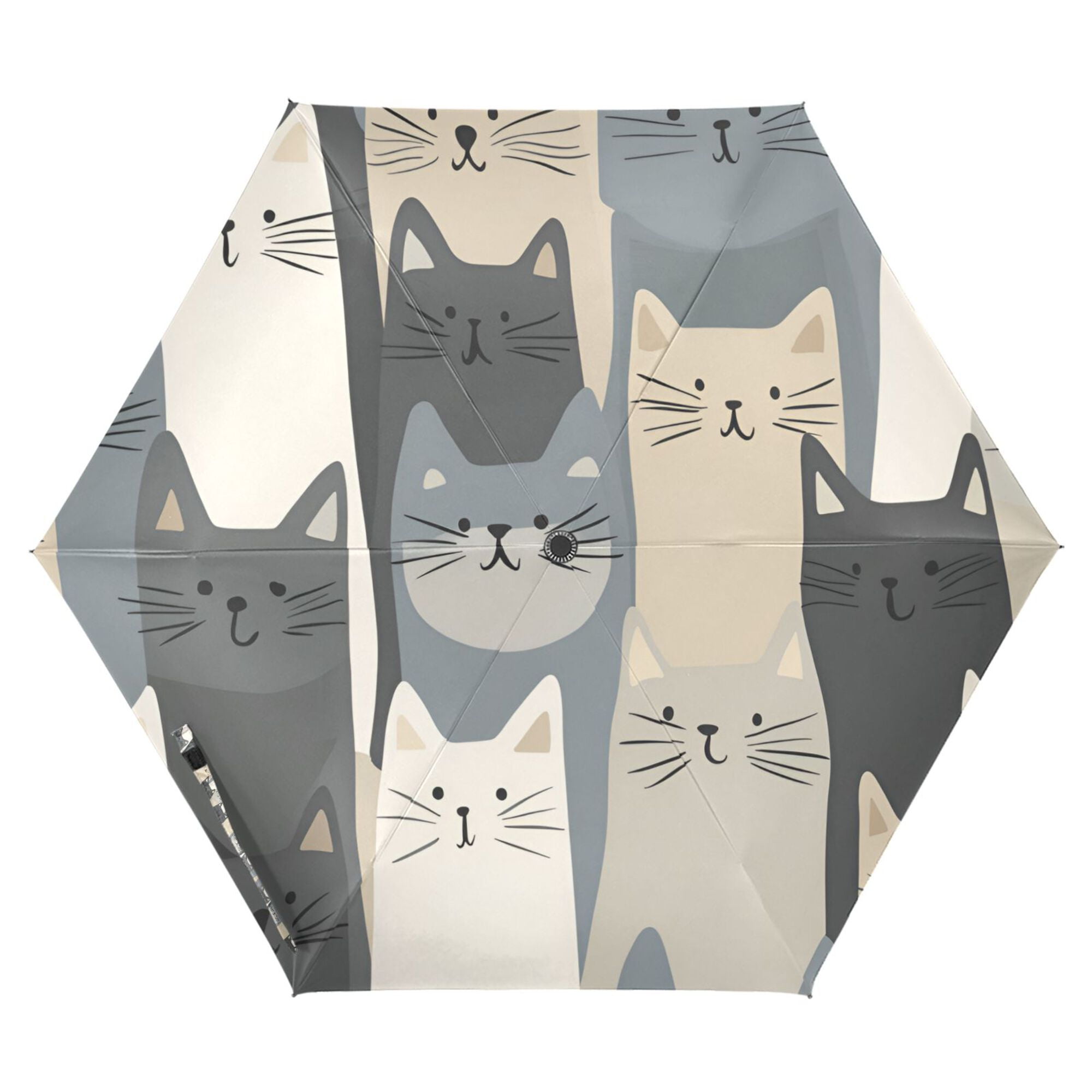 FORMRS Travel Umbrella Folding Auto Open Close Windproof Rain UV Protection, Blue Cute Cats