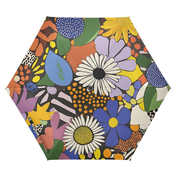 FORMRS Travel Umbrella Folding Auto Open Close Windproof Rain UV Protection, Blue Floral