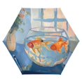 thumbnail image 1 of FORMRS Travel Umbrella Folding Auto Open Close Windproof Rain UV Protection, Blue Goldfish, 1 of 8