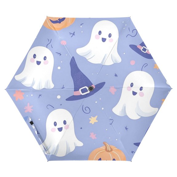 FORMRS Travel Umbrella Folding Auto Open Close Windproof Rain UV Protection, Blue Halloween