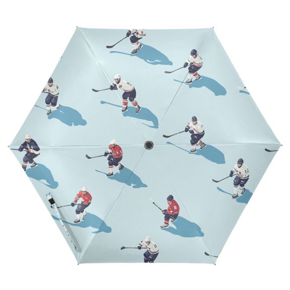 FORMRS Travel Umbrella Folding Auto Open Close Windproof Rain UV Protection, Blue Ice Hockey