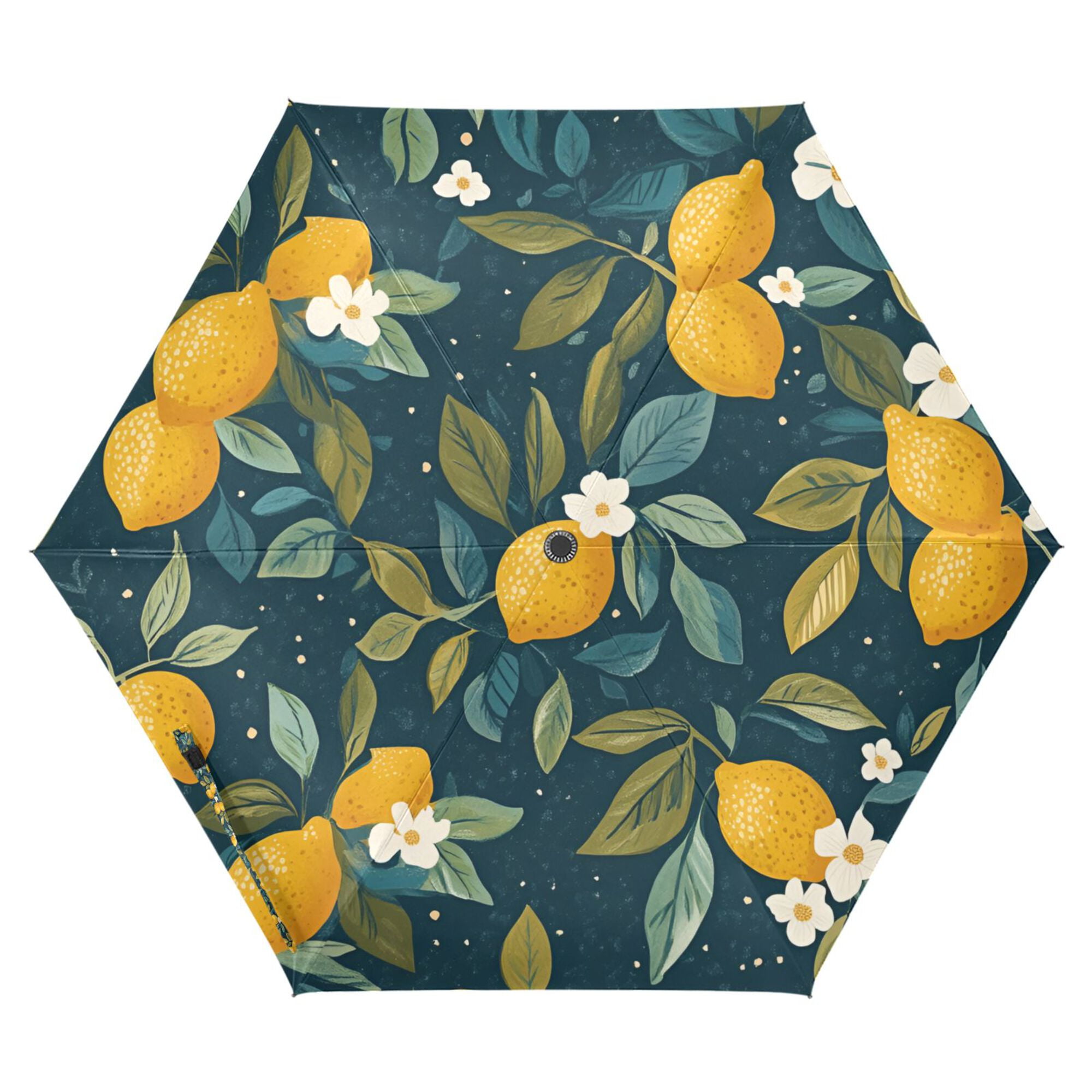 FORMRS Travel Umbrella Folding Auto Open Close Windproof Rain UV Protection, Blue Lemons