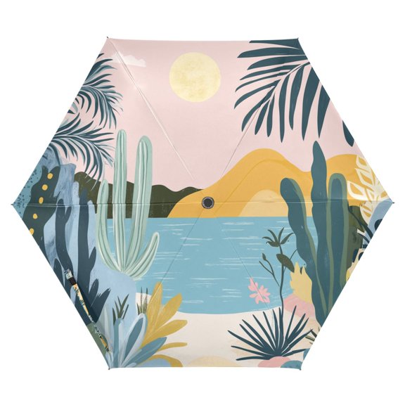 FORMRS Travel Umbrella Folding Auto Open Close Windproof Rain UV Protection, Boho Style Sun