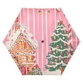 thumbnail image 1 of FORMRS Travel Umbrella Folding Auto Open Close Windproof Rain UV Protection, Brown Gingerbread House, 1 of 8