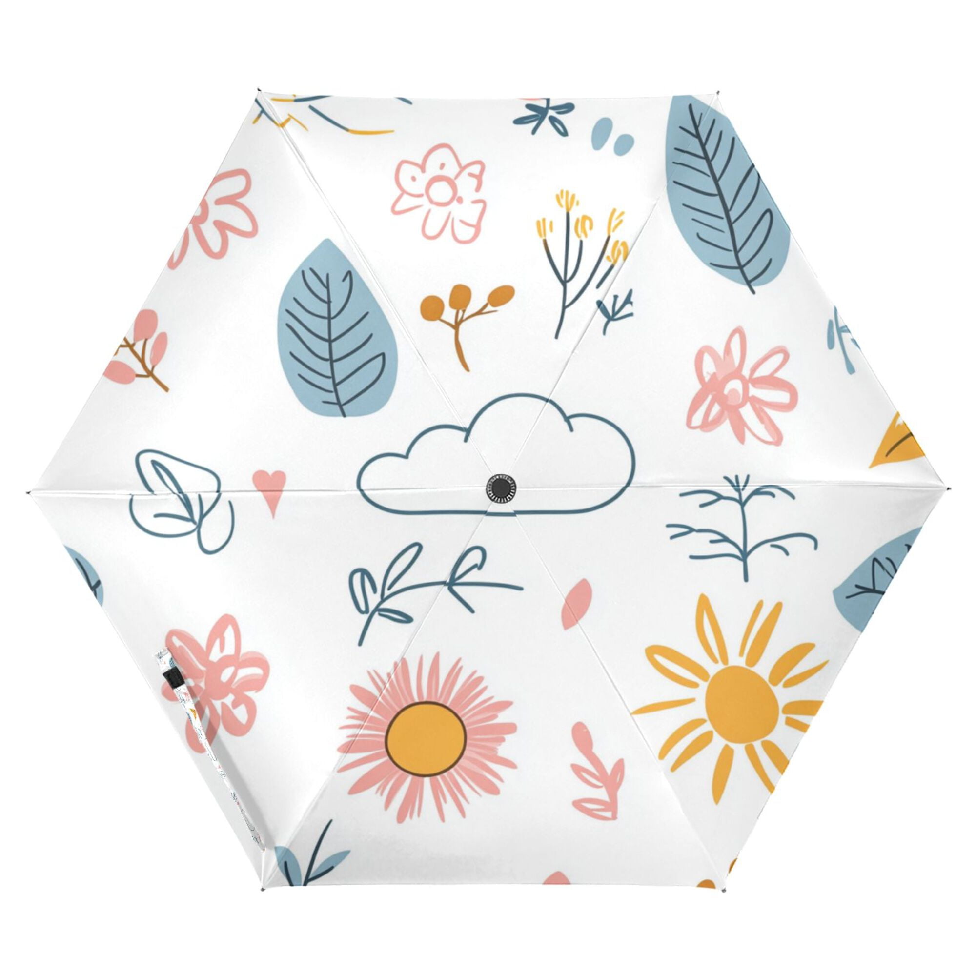 FORMRS Travel Umbrella Folding Auto Open Close Windproof Rain UV Protection, Cartoon Doodles