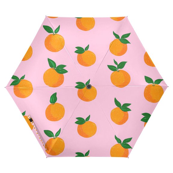 FORMRS Travel Umbrella Folding Auto Open Close Windproof Rain UV Protection, Cartoon Oranges