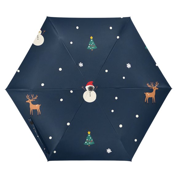 FORMRS Travel Umbrella Folding Auto Open Close Windproof Rain UV Protection, Christmas Whimsy