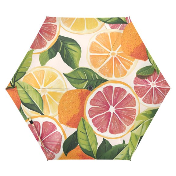 FORMRS Travel Umbrella Folding Auto Open Close Windproof Rain UV Protection, Citrus Leaves