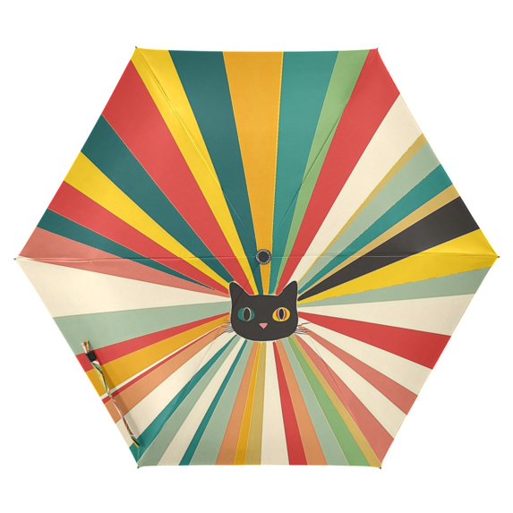 FORMRS Travel Umbrella Folding Auto Open Close Windproof Rain UV Protection, Colorful Cat