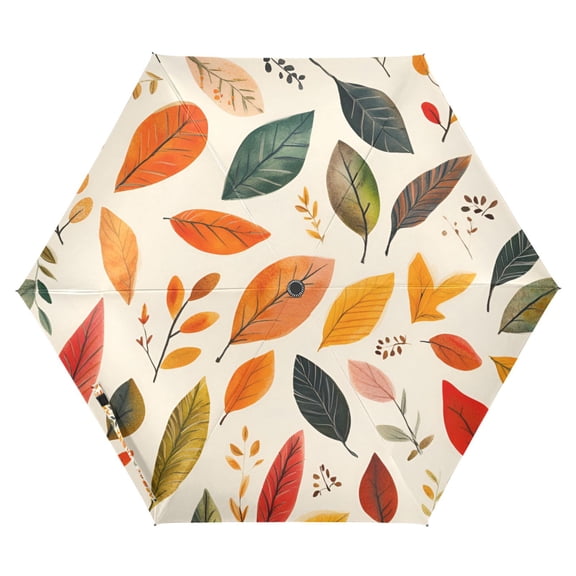 FORMRS Travel Umbrella Folding Auto Open Close Windproof Rain UV Protection, Colorful Leaves