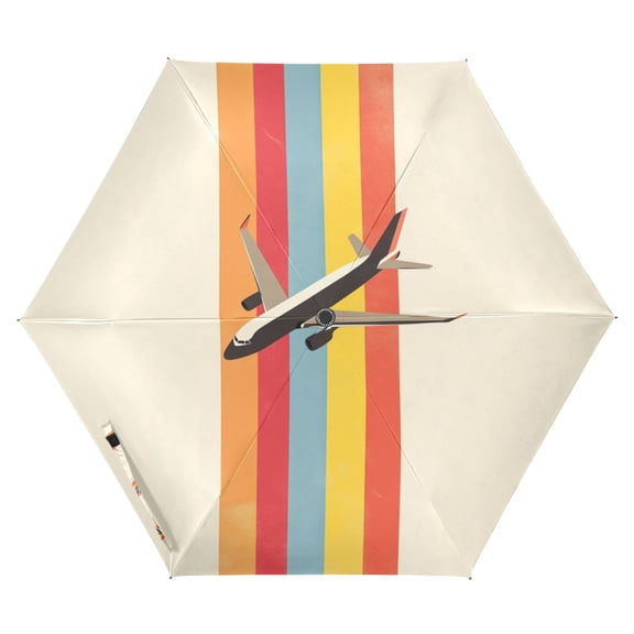 FORMRS Travel Umbrella Folding Auto Open Close Windproof Rain UV Protection, Colorful Plane