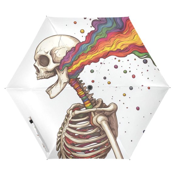 FORMRS Travel Umbrella Folding Auto Open Close Windproof Rain UV Protection, Colorful Skeleton