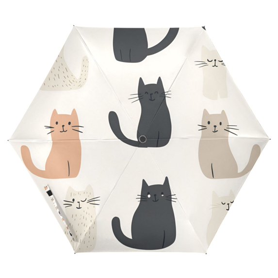 FORMRS Travel Umbrella Folding Auto Open Close Windproof Rain UV Protection, Cute Cartoon Cats