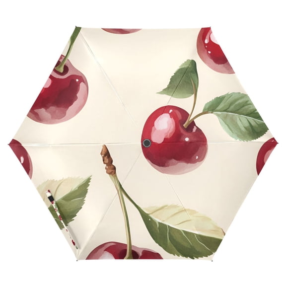 FORMRS Travel Umbrella Folding Auto Open Close Windproof Rain UV Protection, Cute Cherry