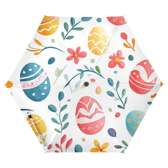 FORMRS Travel Umbrella Folding Auto Open Close Windproof Rain UV Protection, Cute Easter Eggs