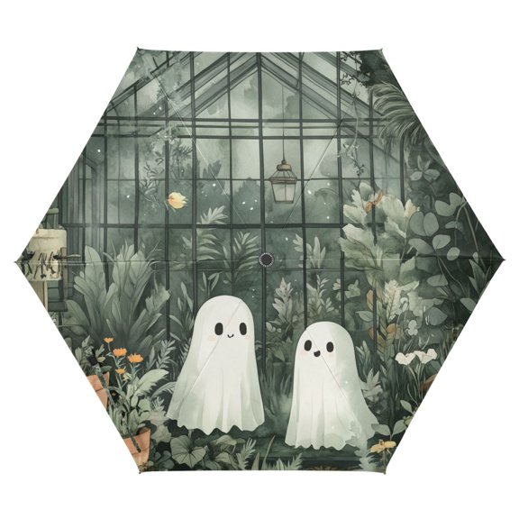 FORMRS Travel Umbrella Folding Auto Open Close Windproof Rain UV Protection, Cute Ghosts Playing