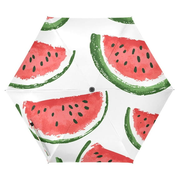 FORMRS Travel Umbrella Folding Auto Open Close Windproof Rain UV Protection, Cute Watermelon