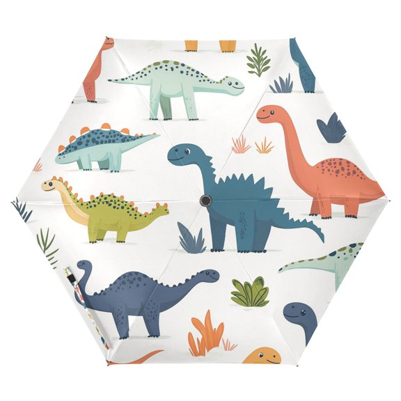 FORMRS Travel Umbrella Folding Auto Open Close Windproof Rain UV Protection, Dinosaur Pattern
