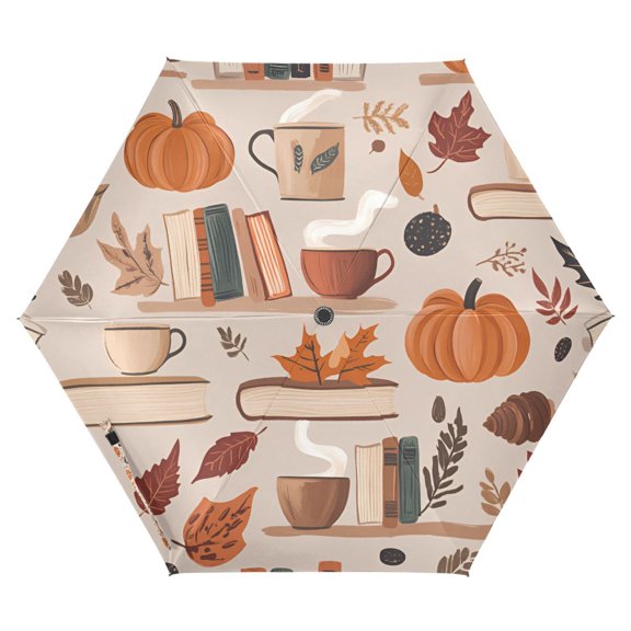 FORMRS Travel Umbrella Folding Auto Open Close Windproof Rain UV Protection, Fall Acorns Pattern