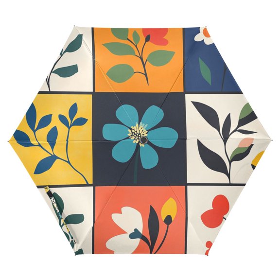FORMRS Travel Umbrella Folding Auto Open Close Windproof Rain UV Protection, Floral Patterns