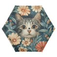 thumbnail image 1 of FORMRS Travel Umbrella Folding Auto Open Close Windproof Rain UV Protection, Flowers Cat, 1 of 8