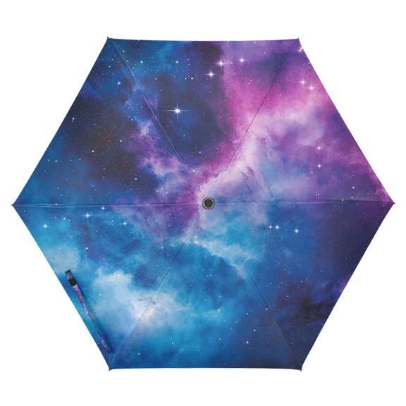 FORMRS Travel Umbrella Folding Auto Open Close Windproof Rain UV Protection, Galaxy Pattern