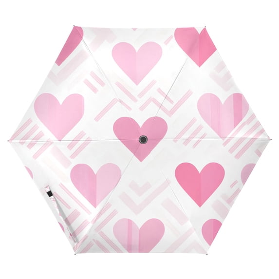 FORMRS Travel Umbrella Folding Auto Open Close Windproof Rain UV Protection, Geometric Love