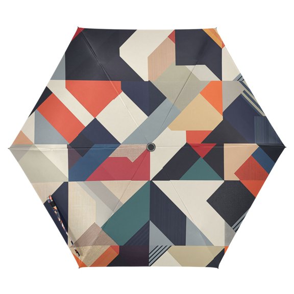 FORMRS Travel Umbrella Folding Auto Open Close Windproof Rain UV Protection, Geometric Pattern