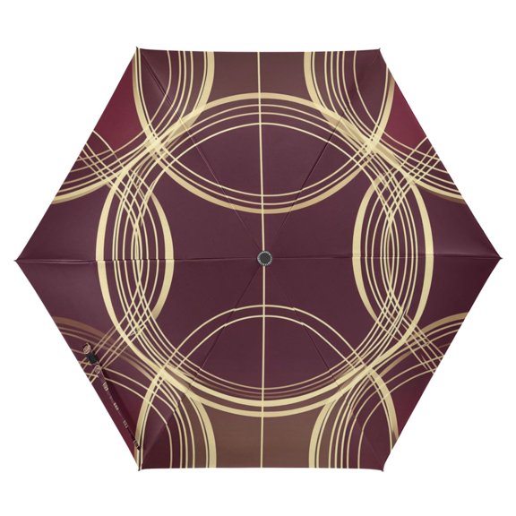 FORMRS Travel Umbrella Folding Auto Open Close Windproof Rain UV Protection, Gold Abstract Pattern