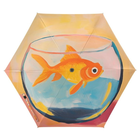 FORMRS Travel Umbrella Folding Auto Open Close Windproof Rain UV Protection, Goldfish