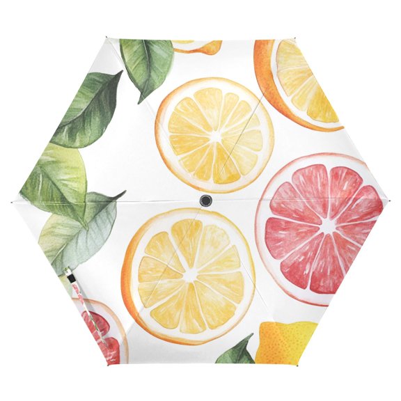 FORMRS Travel Umbrella Folding Auto Open Close Windproof Rain UV Protection, Grapefruit Slices
