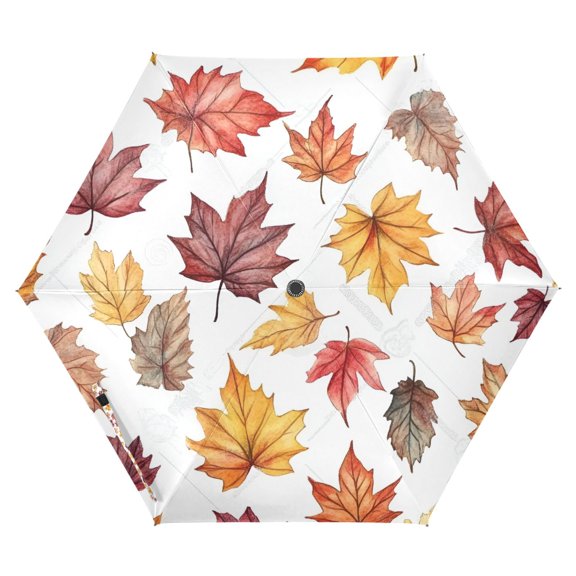 FORMRS Travel Umbrella Folding Auto Open Close Windproof Rain UV Protection, Gray Autumn Leaves