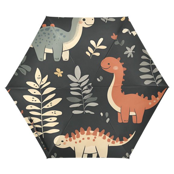 FORMRS Travel Umbrella Folding Auto Open Close Windproof Rain UV Protection, Gray Dinosaur