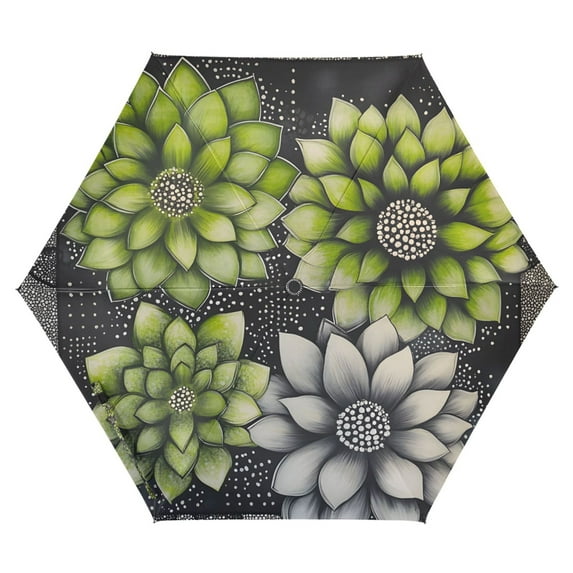 FORMRS Travel Umbrella Folding Auto Open Close Windproof Rain UV Protection, Gray Floral