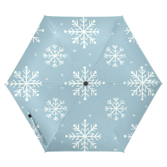 FORMRS Travel Umbrella Folding Auto Open Close Windproof Rain UV Protection, Gray Snowflake