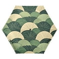 thumbnail image 1 of FORMRS Travel Umbrella Folding Auto Open Close Windproof Rain UV Protection, Green Abstract Shapes, 1 of 8