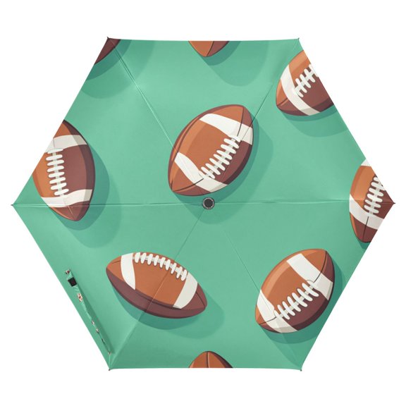 FORMRS Travel Umbrella Folding Auto Open Close Windproof Rain UV Protection, Green American Footballs