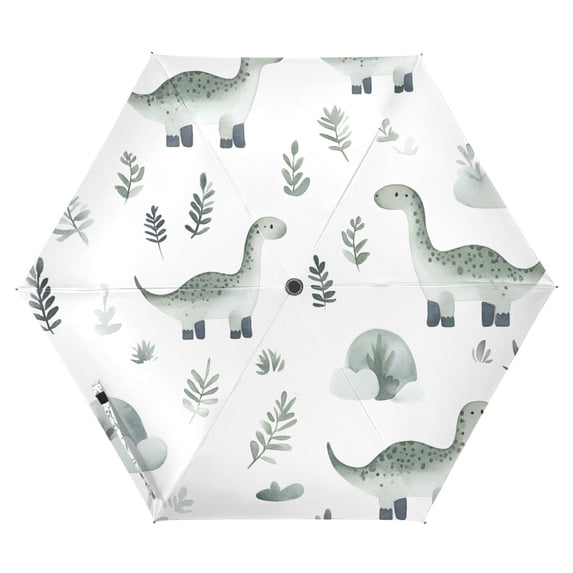 FORMRS Travel Umbrella Folding Auto Open Close Windproof Rain UV Protection, Green Dinosaur Pattern