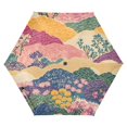 thumbnail image 1 of FORMRS Travel Umbrella Folding Auto Open Close Windproof Rain UV Protection, Green Floral Wave, 1 of 8