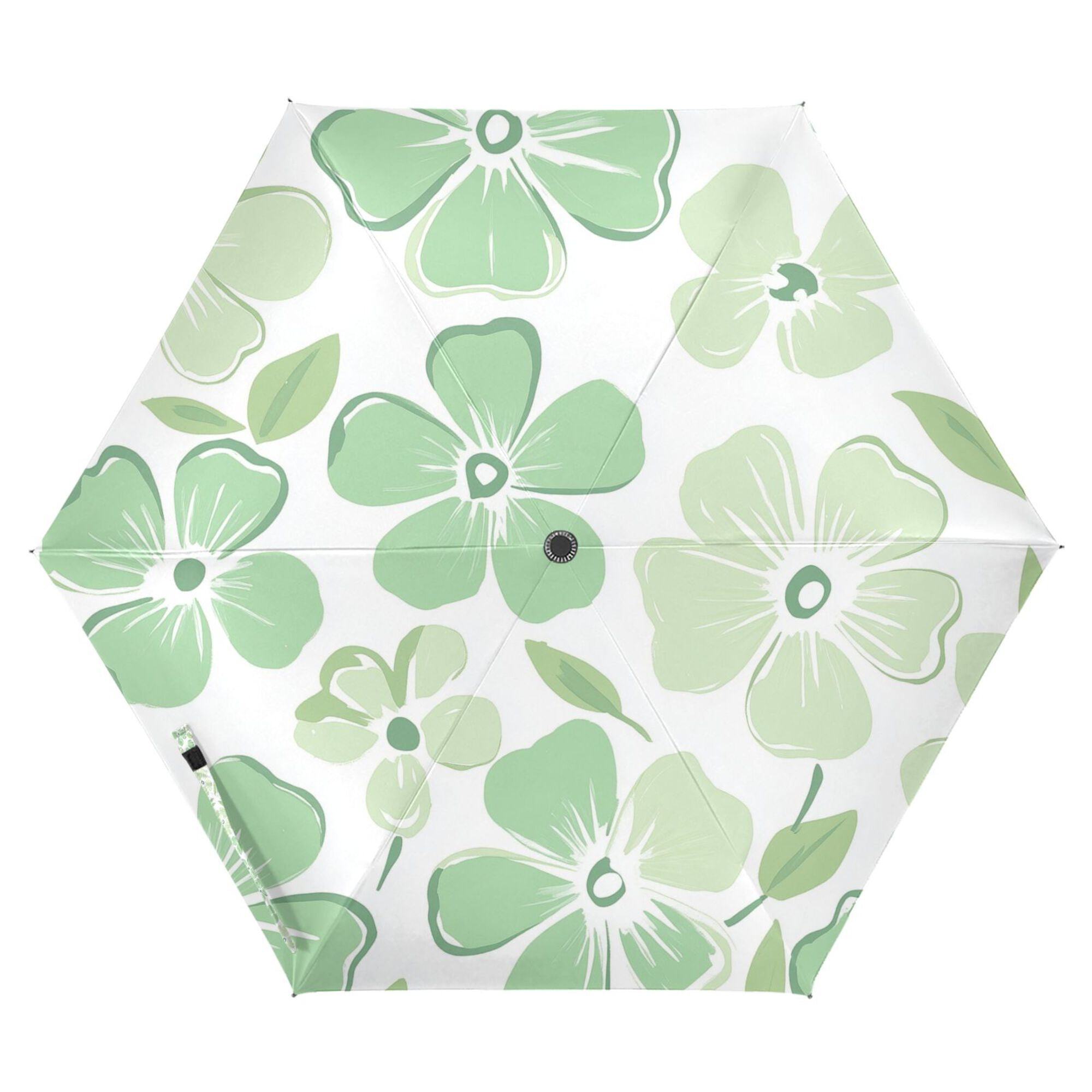 FORMRS Travel Umbrella Folding Auto Open Close Windproof Rain UV Protection, Green Floral