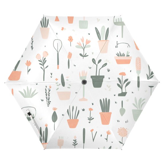 FORMRS Travel Umbrella Folding Auto Open Close Windproof Rain UV Protection, Green Garden Pattern