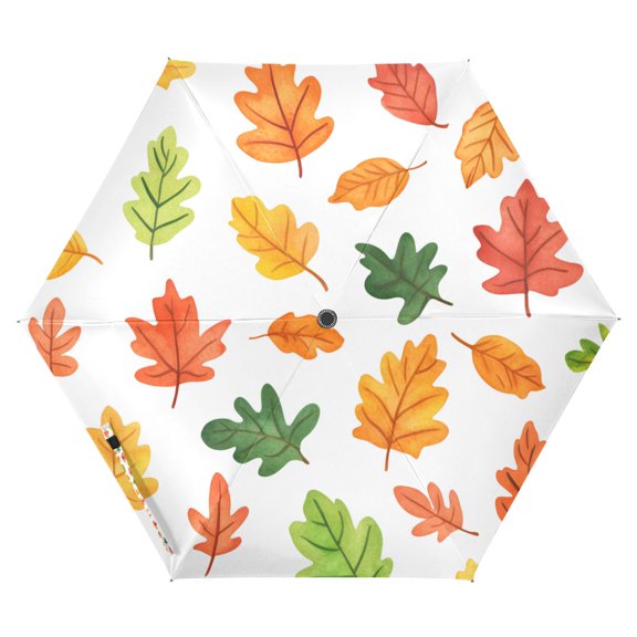 FORMRS Travel Umbrella Folding Auto Open Close Windproof Rain UV Protection, Green Leaves