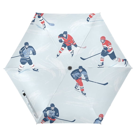 FORMRS Travel Umbrella Folding Auto Open Close Windproof Rain UV Protection, Hockey Action Zone