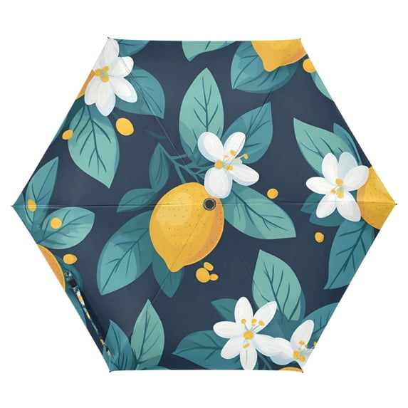 FORMRS Travel Umbrella Folding Auto Open Close Windproof Rain UV Protection, Lemon Leaves