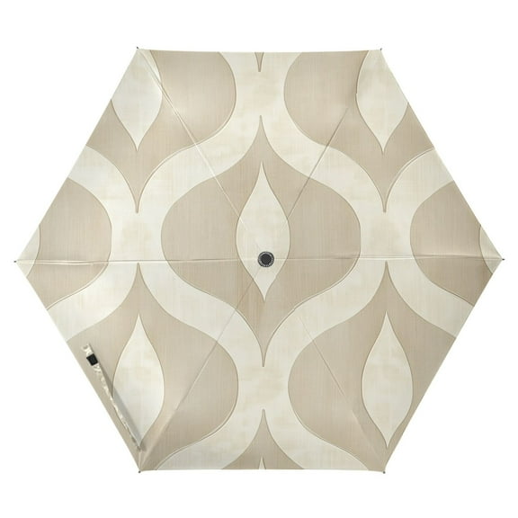 FORMRS Travel Umbrella Folding Auto Open Close Windproof Rain UV Protection, Light Brown Pattern