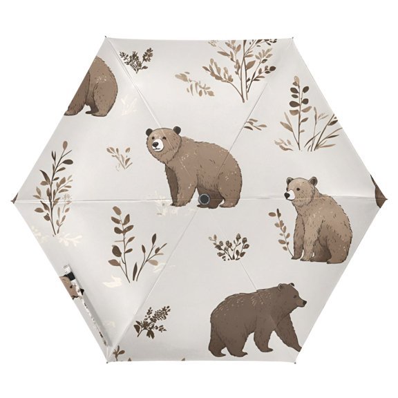 FORMRS Travel Umbrella Folding Auto Open Close Windproof Rain UV Protection, Light Gray Bears