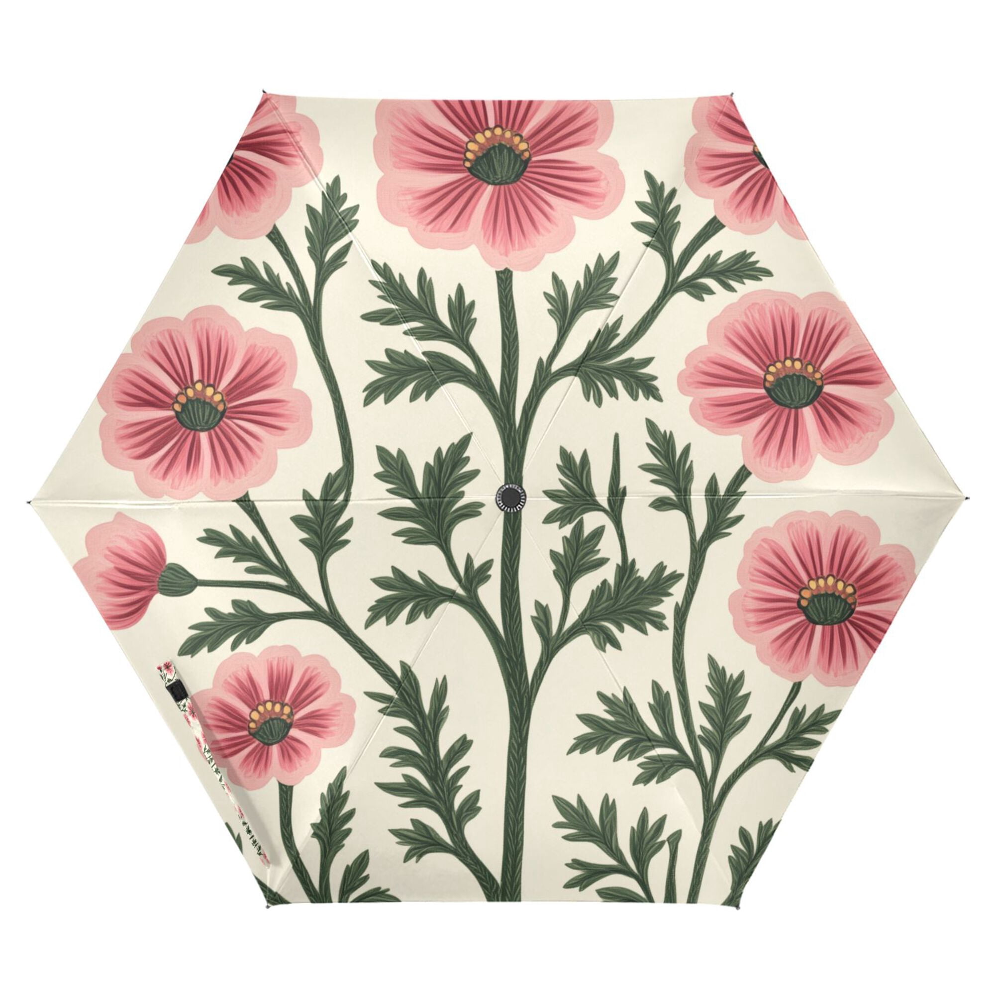 FORMRS Travel Umbrella Folding Auto Open Close Windproof Rain UV Protection, Light Pink Flowers